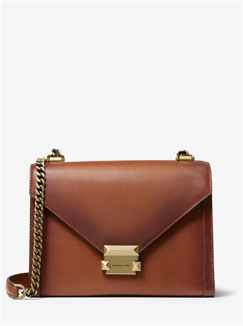 michael michael kors whitney large burnished leather convertible shoulder bag|whitney leather shoulder bag.